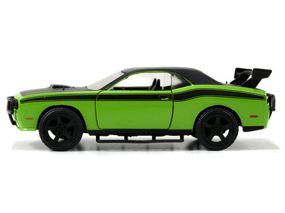 Letty's Dodge Challenger SRT8 Green with Matt Black Top and Hood and Black Stripes "Furious 7" (2015) Movie "Fast & Furious 25th Anniversary" Series 1/32 Diecast Car Model by Jada
