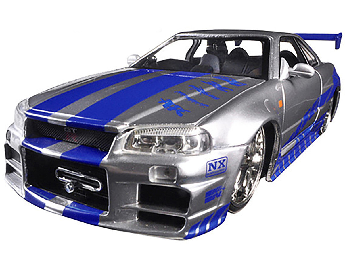 Brian's Nissan GTR Skyline R34 RHD (Right Hand Drive) Silver with Blue Stripes "Fast & Furious 25th Anniversary" 1/24 Diecast Model Car by Jada <h2>Brian's Jada</h2> <p>High-quality perfect for collec