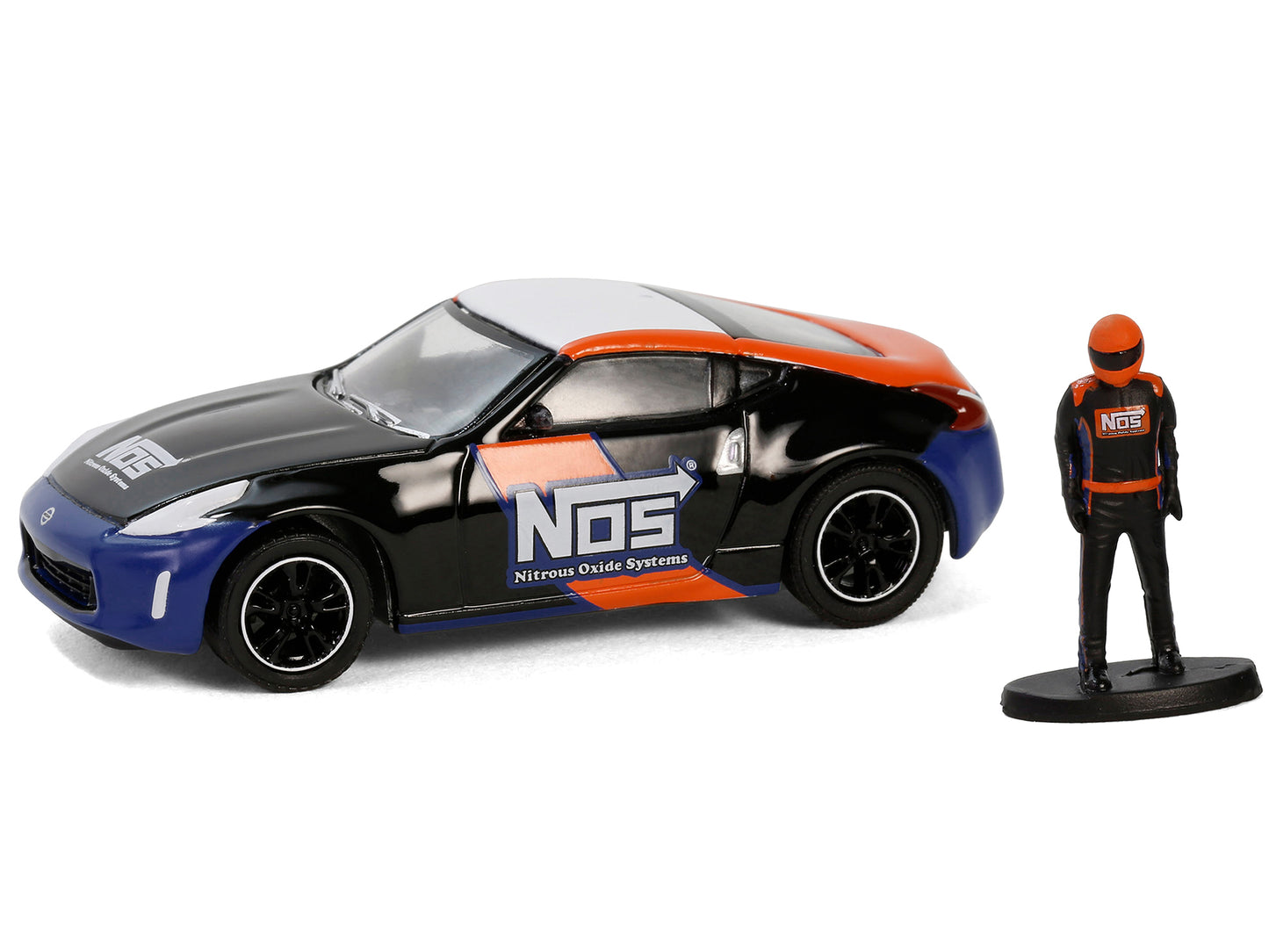 GreenLight 2020 Nissan 370z "NOS Nitrous Oxide Systems" Black with Graphics and Race Car Driver "The Hobby Shop" Series 16 1/64 Diecast Model by <h2>2020 Greenlight</h2> <p>High-quality perfect for co