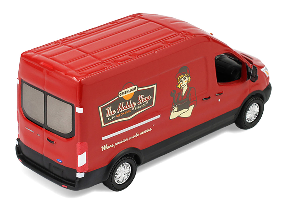 2019 Ford Transit LWB High Roof Van Red 1/64 Diecast Model - Greenlight