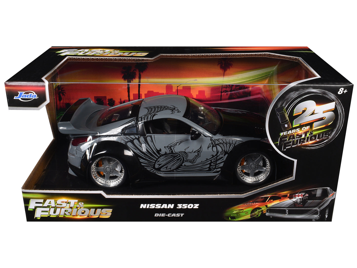 D.K.'s Nissan 350Z Gray and Black with Graphics "Fast & Furious 25th Anniversary" Series 1/24 Diecast Model Car by Jada <h2>D.K.'s Jada</h2> <p>High-quality perfect for collectors enthusiasts. Feature