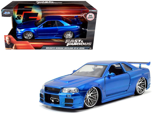 Brian's Nissan GTR Skyline R34 RHD (Right Hand Drive) Blue "Fast & Furious" Movie 1/24 Diecast Model Car by Jada <h2>Brian's Jada</h2> <p>High-quality perfect for collectors and enthusiasts. Features