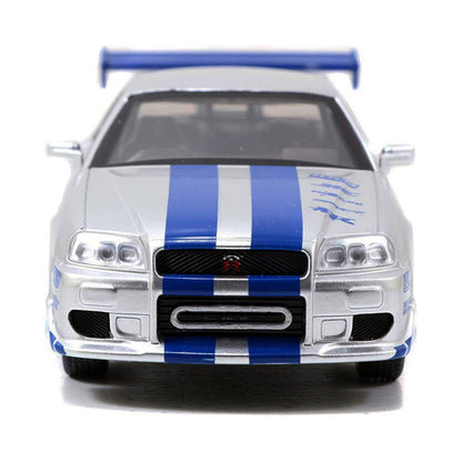 Brian's Nissan Skyline GT-R (R34) RHD Silver 1/32 Diecast Model Car - Jada
