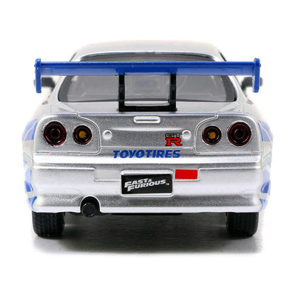 Brian's Nissan Skyline GT-R (R34) RHD Silver 1/32 Diecast Model Car - Jada