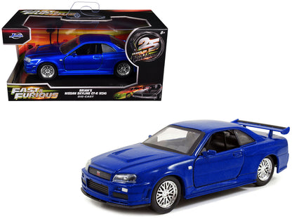 Brian's Nissan Skyline GT-R (R34) RHD Blue 1/32 Diecast Model Car - Jada
