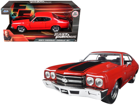 Dom's Chevrolet Chevelle SS Red Black Stripes 1/24 Diecast Model Car - Jada
