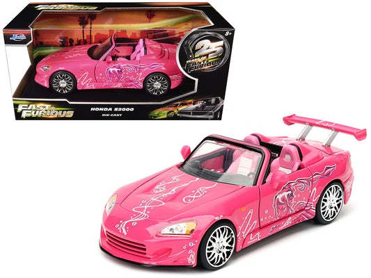Suki's 2001 Honda S2000 Convertible Pink Graphics 1/24 Diecast Model Car - Jada