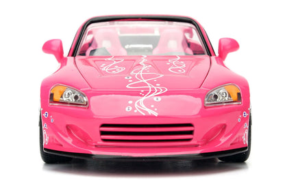 Suki's 2001 Honda S2000 Convertible Pink with Graphics "25 Years of Fast & Furious" "2 Fast 2 Furious" (2003) Movie 1/24 Diecast Model Car by Jada