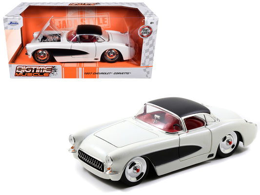 1957 Chevrolet Corvette Satin Cream Metallic with Matt Black Top and Side 1/24 Diecast Model Car by Jada <h2>1957 Jada</h2> <p>High-quality perfect for collectors enthusiasts. Features detailed interi
