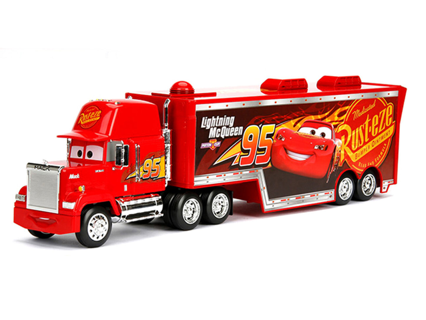 Mack Tractor Truck with Hauler Red "Disney & Pixar Cars" Movie "Hollywood Rides" Series T&y Diecast Model Car by Jada