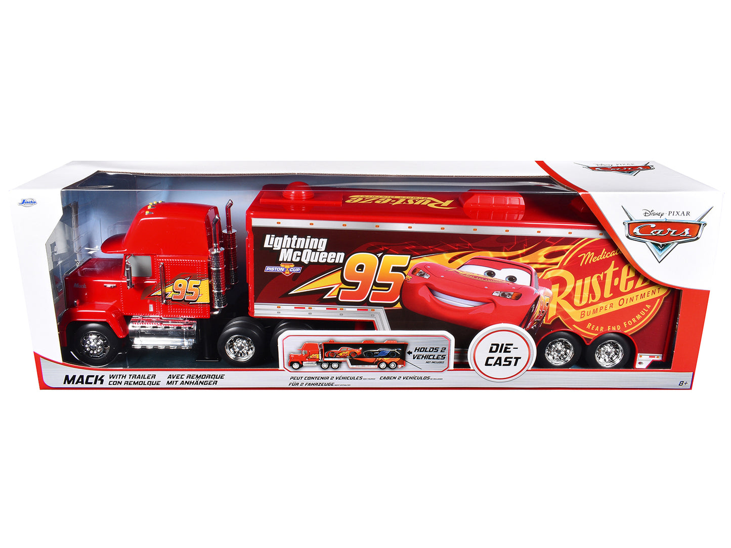 Mack Tractor Truck with Hauler Red "Disney & Pixar Cars" Movie "Hollywood Rides" Series T&y Diecast Model Car by Jada