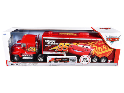 Mack Tractor Truck with Hauler Red "Disney & Pixar Cars" Movie "Hollywood Rides" Series T&y Diecast Model Car by Jada