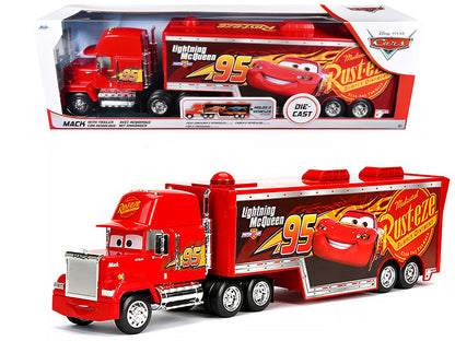 Mack Tractor Truck with Hauler Red "Disney & Pixar Cars" Movie "Hollywood Rides" Series T&y Diecast Model Car by Jada