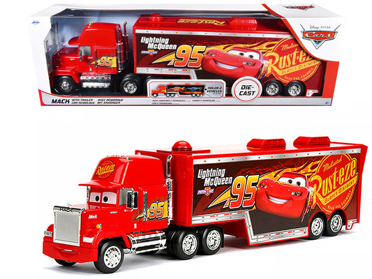 Mack Tractor Truck with Hauler Red "Disney & Pixar Cars" Movie "Hollywood Rides" Series T&y Diecast Model Car by Jada