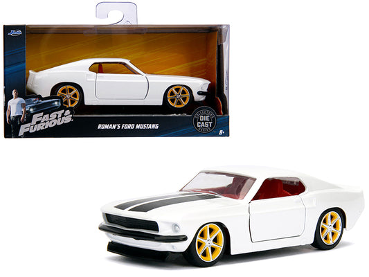 Roman's Ford Mustang White with Black Stripes and Red Interior "Fast & Furious" Movie 1/32 Diecast Model Car by Jada <h2>Roman's Jada</h2> <p>High-quality perfect for collectors enthusiasts. Features