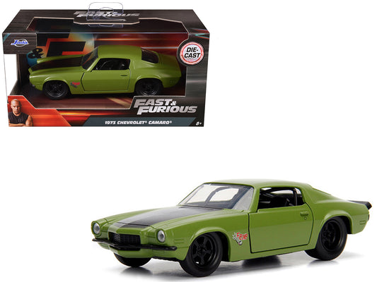 Dom's 1973 Chevrolet Camaro Matt Green Black Hood 1/32 Diecast Model Car - Jada
