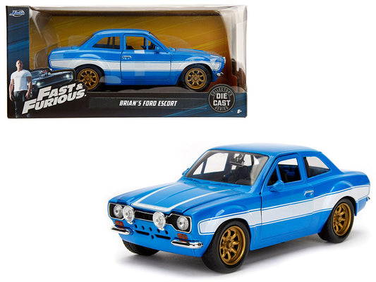 1970 Brian's Ford Escort Blue with White Stripes "Fast & Furious" Movie 1/24 Diecast Model Car by Jada <h2>1970 Jada</h2> <p>High-quality perfect for collectors and enthusiasts. Features detailed inte