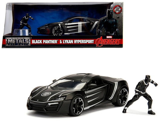 Lykan Hypersport Black Black Panther Diecast 1/24 Scale Figure Set - Jada