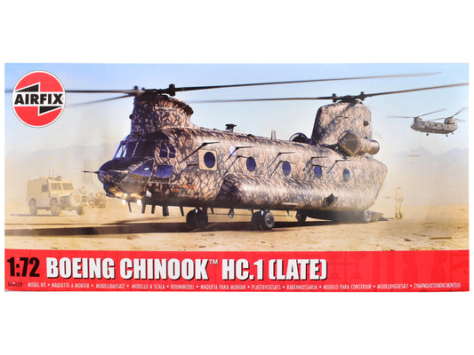 Level 3 Model Kit Boeing Chinook HC.1 (Late Production) Helicopter with 2 Scheme Options 1/72 Plastic Model Kit by Airfix T&y