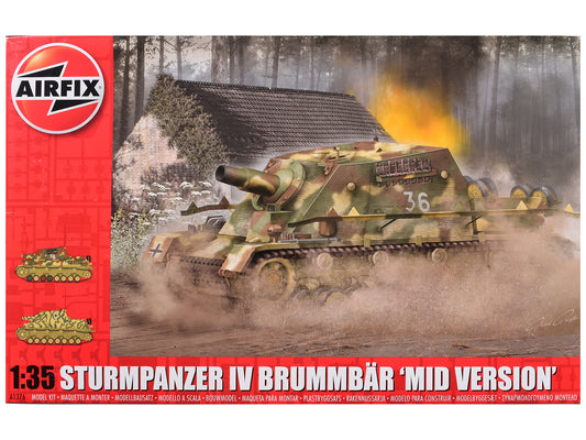 Level 3 Model Kit Sturmpanzer IV Brummbar "Mid Version" Tank with 2 Scheme Options 1/35 Plastic Model Kit by Airfix T&y