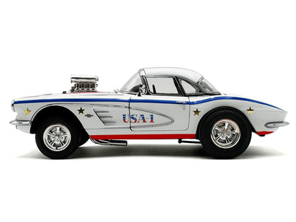 1961 Chevrolet Corvette Grand Sport Gasser "USA-1" White with Blue and Red Stripes Limited Edition to 362 pieces Worldwide 1/18 T&y Diecast Model Car by ACME