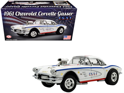 1961 Chevrolet Corvette Grand Sport Gasser "USA-1" White with Blue and Red Stripes Limited Edition to 362 pieces Worldwide 1/18 T&y Diecast Model Car by ACME