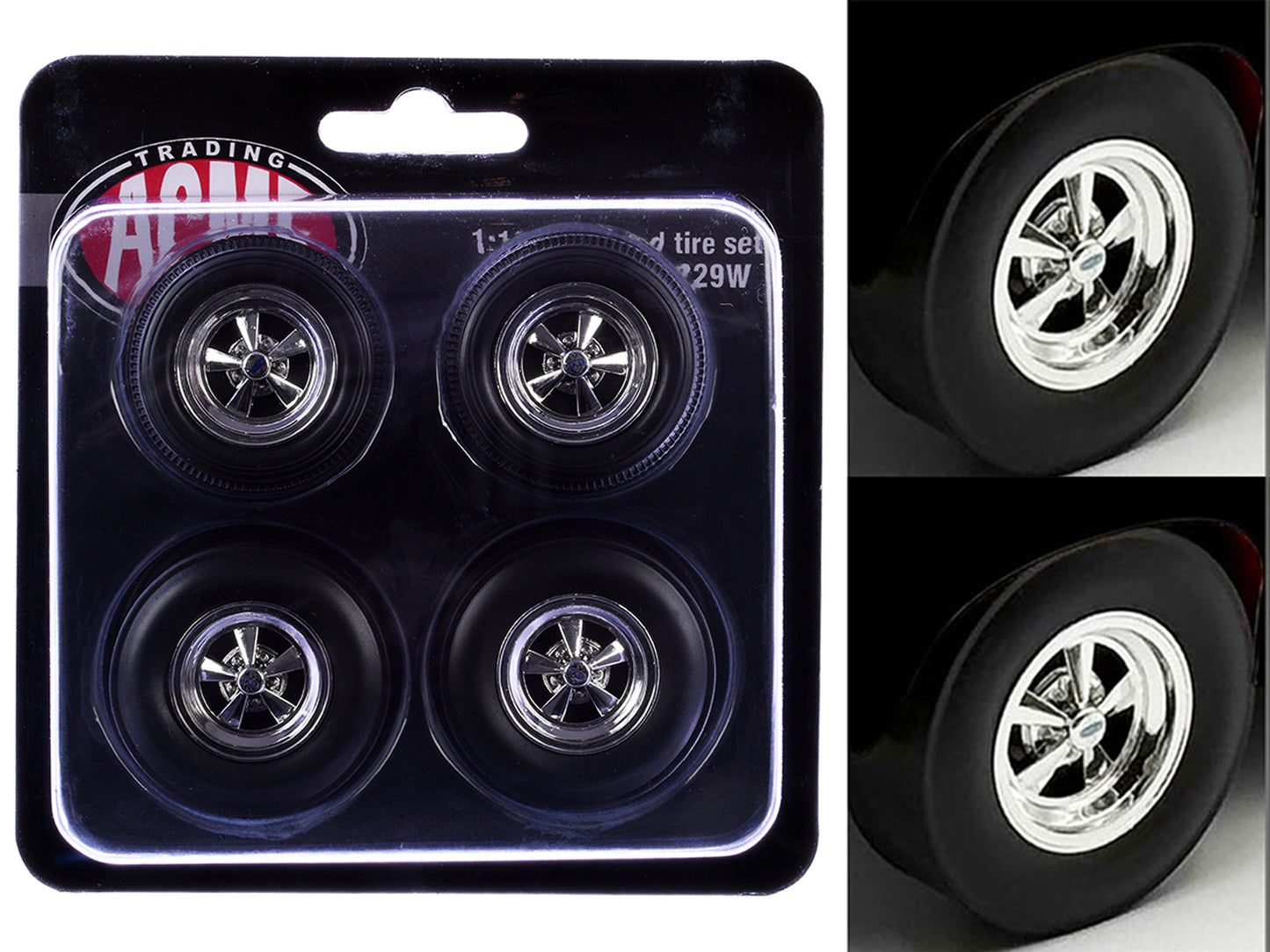 "Cragar" Wheel and Tire Set of 4 pieces from "1970 Pontiac GTO Ram Air IV" for 1/18 Scale Models by Acme T&y