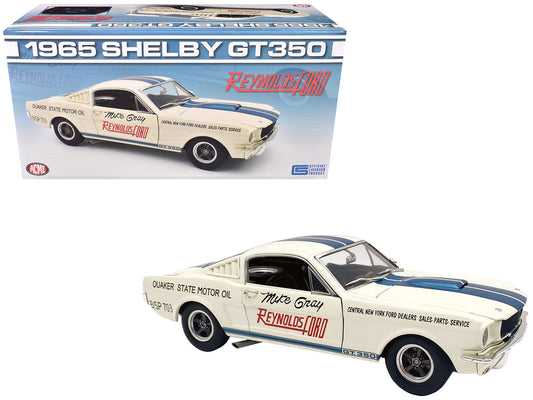 1965 Shelby GT350 "Reynolds Ford" White with Blue Stripes Limited Edition to 204 pieces Worldwide 1/18 T&y Diecast Model Car by ACME