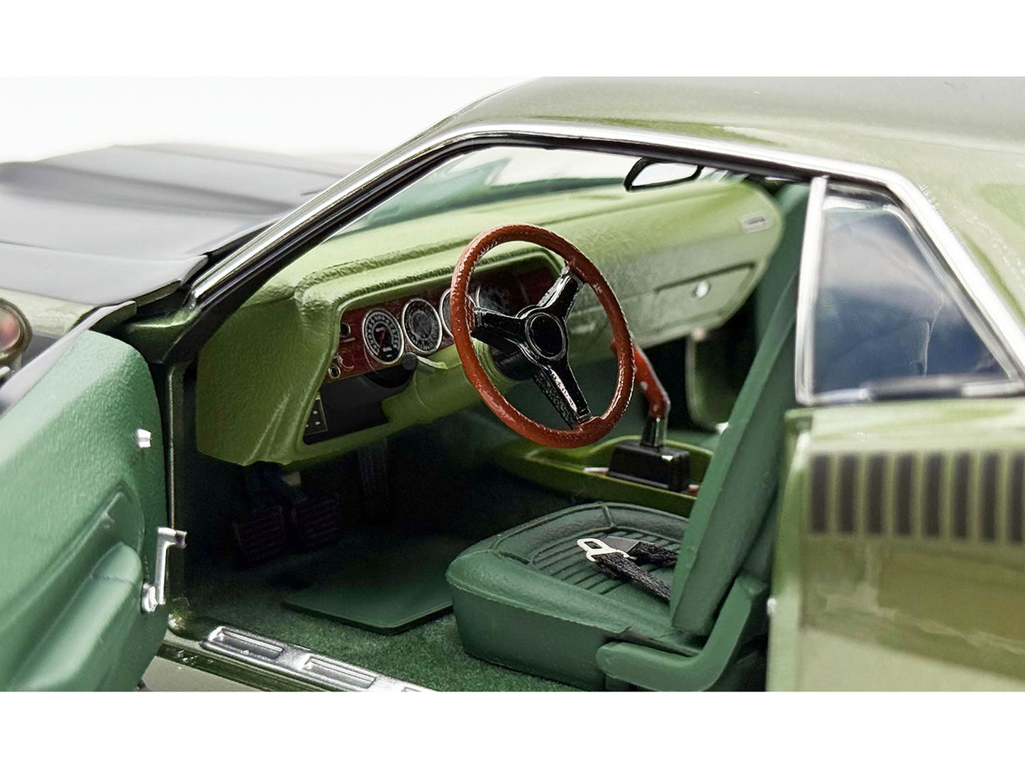 1970 Plymouth AAR Cuda Ivy Green Metallic with Black Stripes and Green Interior Limited Edition to 576 pieces Worldwide 1/18 T&y Diecast Model Car by ACME