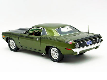 1970 Plymouth AAR Cuda Ivy Green Metallic with Black Stripes and Green Interior Limited Edition to 576 pieces Worldwide 1/18 T&y Diecast Model Car by ACME