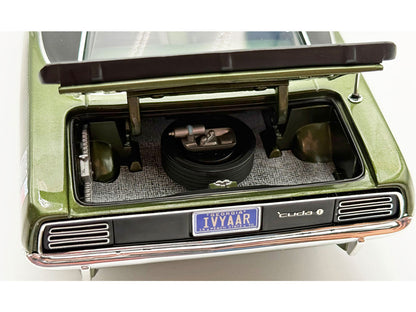 1970 Plymouth AAR Cuda Ivy Green Metallic with Black Stripes and Black Vinyl Top with Green Interior Limited Edition to 448 pieces Worldwide 1/18 T&y Diecast Model Car by ACME