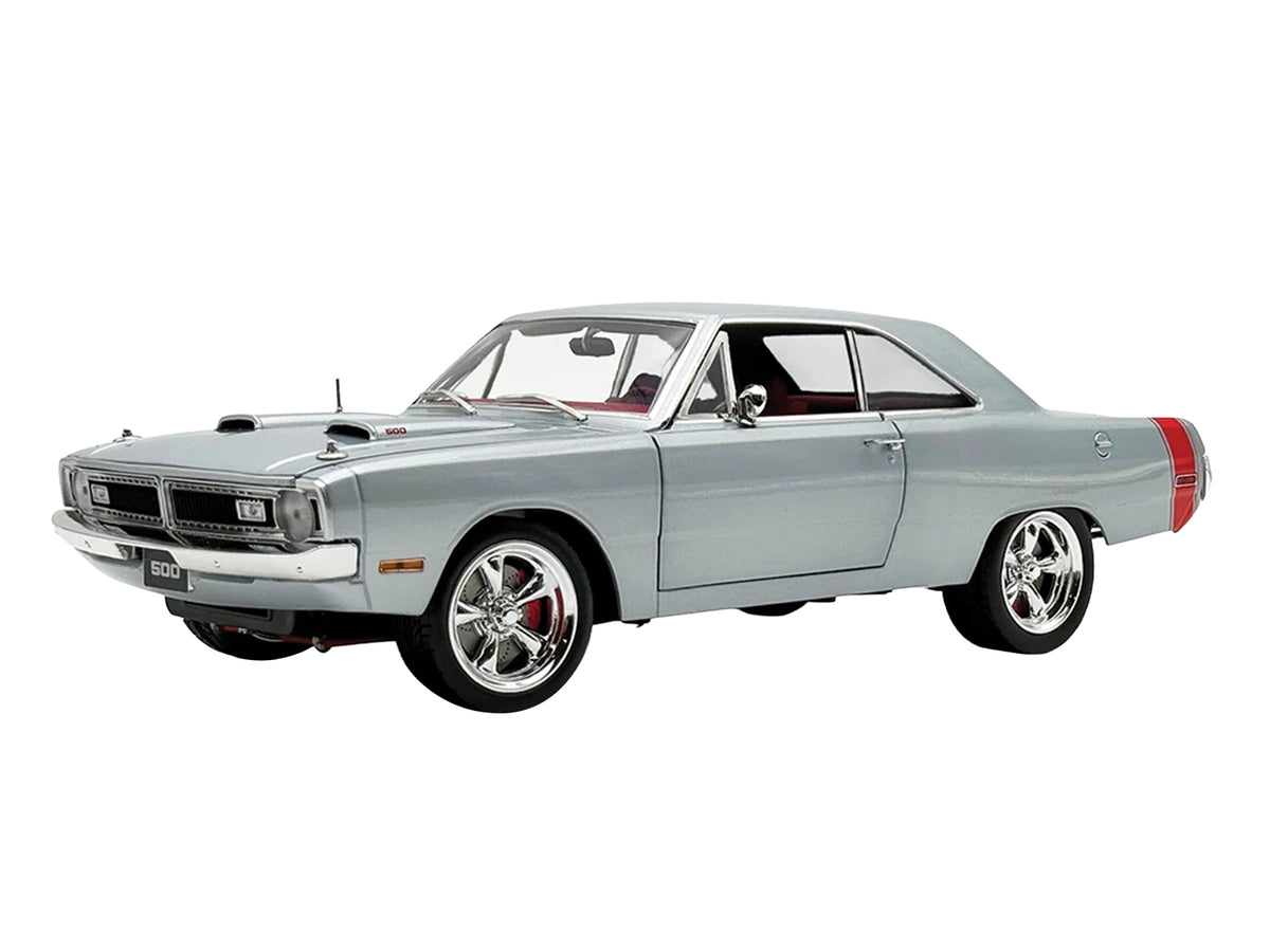 1970 Dodge Dart 440 Street Machine Titanium Silver Tail Stripe Red 1/18 Diecast