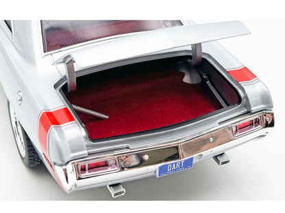 1970 Dodge Dart 440 Street Machine Titanium Silver Tail Stripe Red 1/18 Diecast