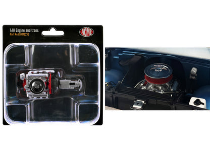 Small Block 350 Engine and Transmission Replica from "1967 Chevrolet K-10 Pickup Truck" 1/18 Model by ACME