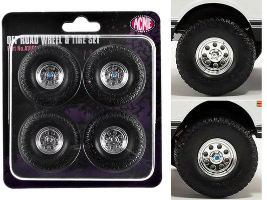 "Offroad" 35" Mag Wheel and Tire Set of 4 pieces from 1971 Chevrolet K5 Blazer for 1/18 Scale Models by ACME T&y
