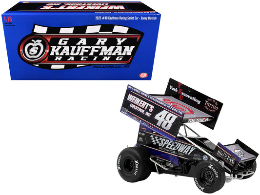Winged Sprint Car #48 Danny Dietrich "Weikert's Livestock - Speedway Cars" Gary Kauffman Racing (2025) 1/18 T&y Diecast Model Car by ACME