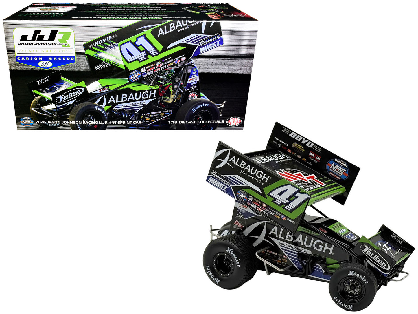 Winged Sprint Car #41 Carson Macedo "Albaugh" Jason Johnson Racing (2026) 1/18 T&y Diecast Model Car by ACME