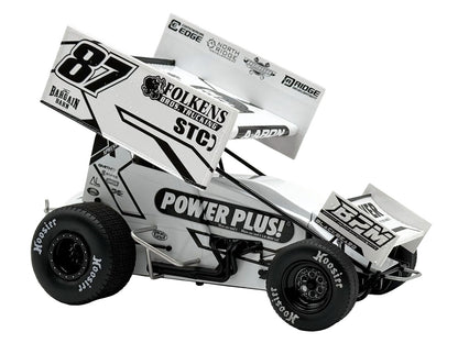Winged Sprint Car #87 Aaron Reutzel "Power Plus" White (2026) 1/18 T&y Diecast Model Car by ACME