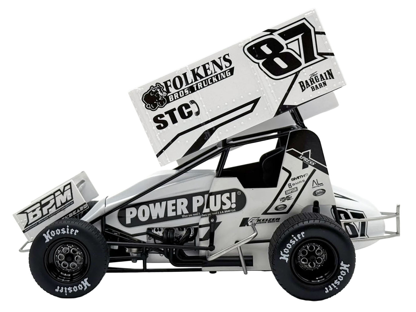 Winged Sprint Car #87 Aaron Reutzel "Power Plus" White (2026) 1/18 T&y Diecast Model Car by ACME