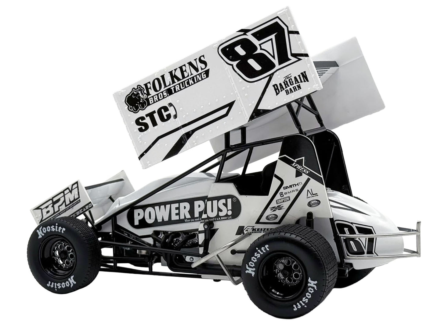 Winged Sprint Car #87 Aaron Reutzel "Power Plus" White (2026) 1/18 T&y Diecast Model Car by ACME