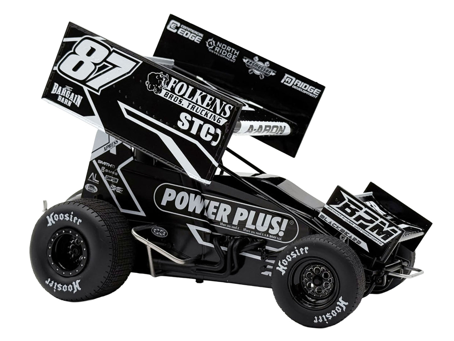 Winged Sprint Car #87 Aaron Reutzel "Power Plus" Black (2026) 1/18 T&y Diecast Model Car by ACME