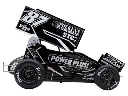 Winged Sprint Car #87 Aaron Reutzel "Power Plus" Black (2026) 1/18 T&y Diecast Model Car by ACME
