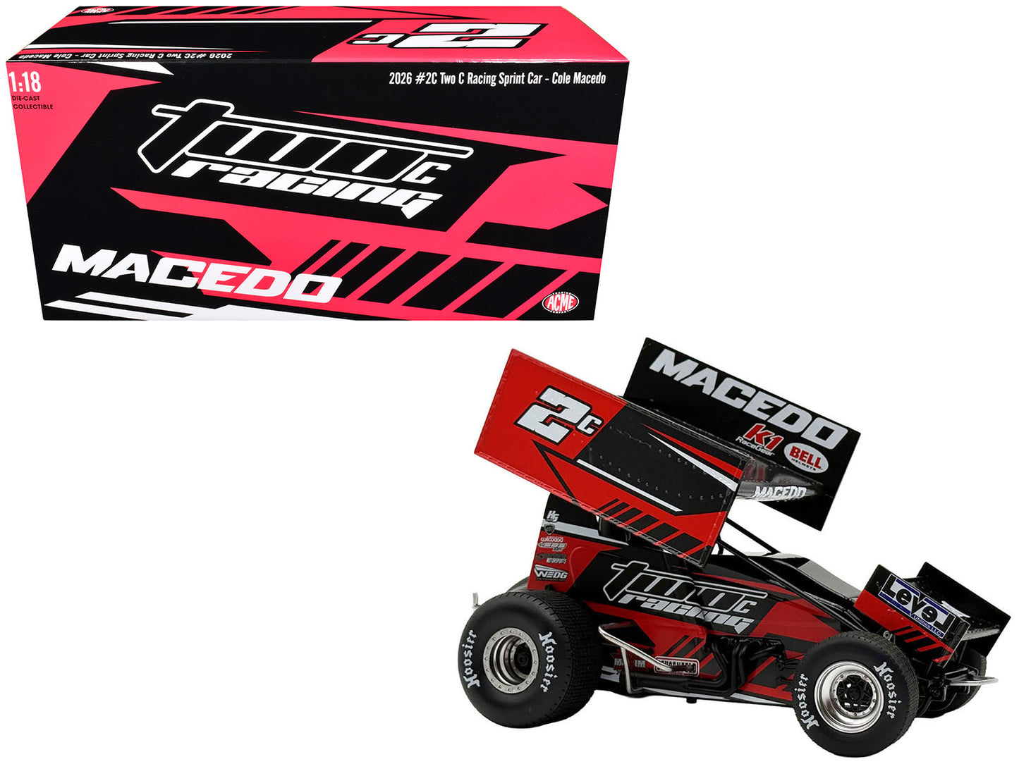 Winged Sprint Car #2C Cole Macedo "Two C Racing" (2026) 1/18 Diecast Model Car by ACME