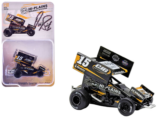 Winged Sprint Car #15 Donny Schatz "CJB Motorsports - Hi-Plains Building Division" Black (2026) 1/50 T&y Diecast Model Car by ACME
