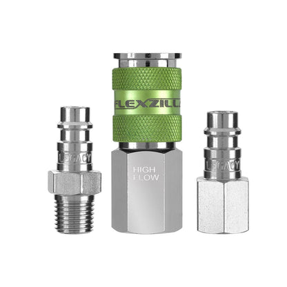 Flexzilla Pro High Flow Coupler & Plug Kit 1/4" NPT (3-Piece)