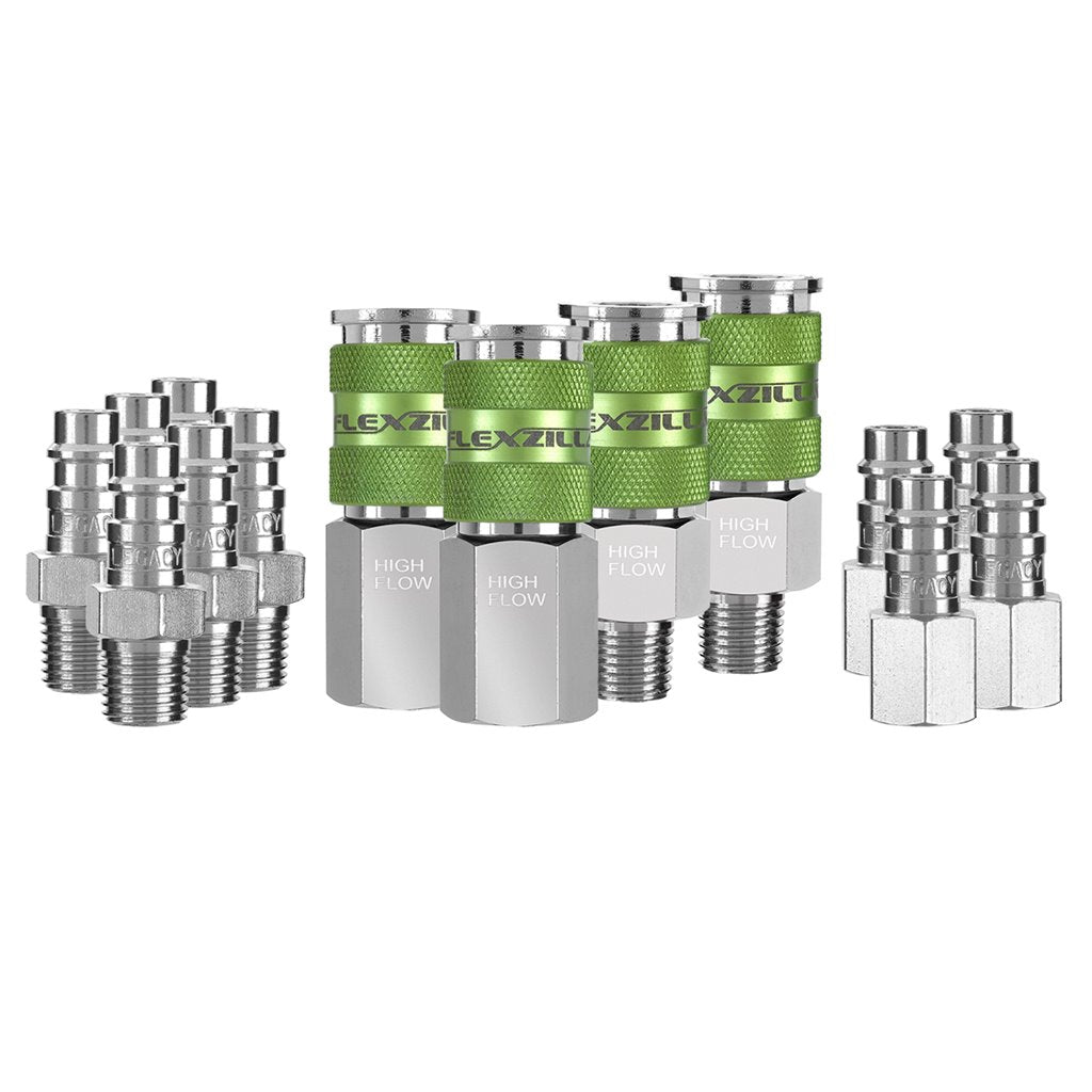 Flexzilla Pro High Flow Coupler  Plug Kit 1/4in NPT 1/4in Body 14 Pc