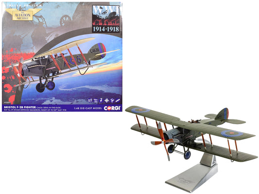 Bristol F-2B Fighter Aircraft "C4636 Devil-in-the-Dusk No. 39 Squadron" (1918) Royal Flying Corps "The Aviation Archive" Series 1/48 T&y Diecast Model by Corgi