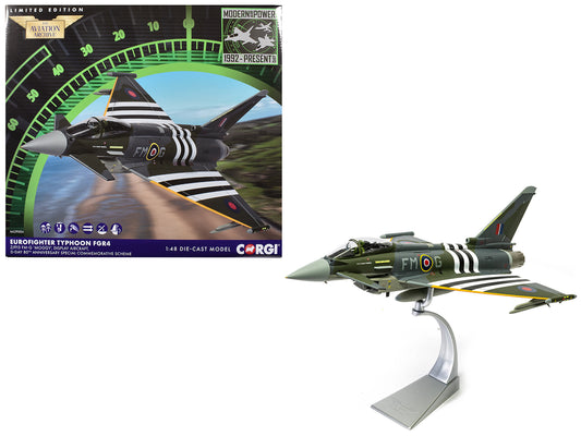 Eurofighter Typhoon FGR4 Fighter Aircraft "ZJ913 FM-G Moggy D-Day 80th Anniversary Display Scheme" (2024) Royal Air Force "The Aviation Archive" Series 1/48 T&y Diecast Model by Corgi