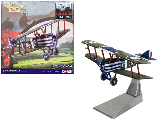 Sopwith Camel F.1 Aircraft "B7190 Donner Wetter! 'C' Flight No. 10 Squadron" (1918) Royal Naval Air Service "The Aviation Archive" Series 1/48 T&y Diecast Model by Corgi