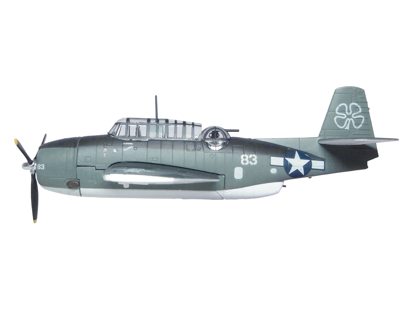 Grumman Avenger TBM-1C Aircraft "White 83 Blopsy VC-76 Petrof Bay" (1945) United States Navy "Oxford Aviation" 1/72 T&y Diecast Model Airplane by Oxford T&y Diecast